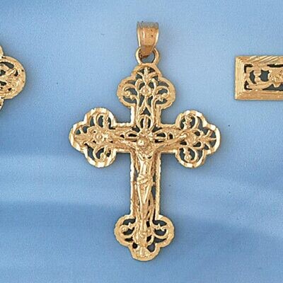 Dazzlers Jewelry Jesus Christ on Cross Pendant Necklace Charm Bracelet in Yellow, White or Rose Gol…
