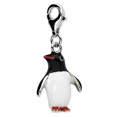 Penguin Charm Sterling Silver Enamel QCC709 by Amore La Vita, MPN: QCC709, 886774074887