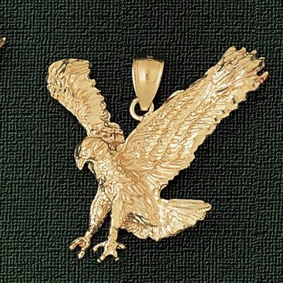 Dazzlers Jewelry Flying Eagle Pendant Necklace Charm Bracelet in Yellow, White or Rose Gold 2773, M…
