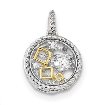 Sterling Silver Platinum-plate &amp; Gold-tone Vibrant Swarovski Zircon Pendant Sterling Silver Platinu…