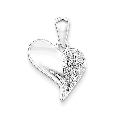 CZ Heart Pendant Sterling Silver QC8487
