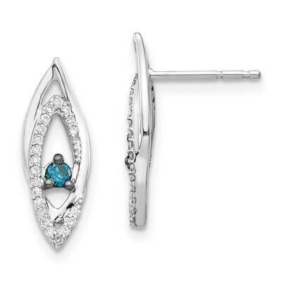 Blue/White Diamond Earrings 14k White Gold EM5579-025-WA, MPN: EM5579-025-WA, 883957664415