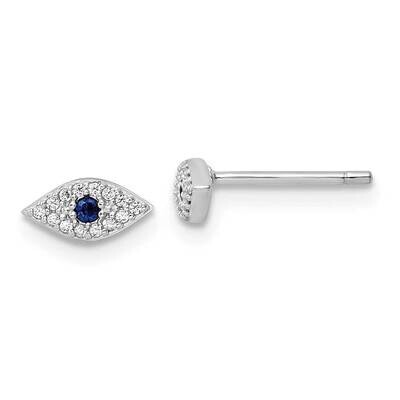 Blue &amp; White CZ Diamond Eye Post Earrings Sterling Silver Rhodium-Plated Polished QE16148, MPN: QE1…