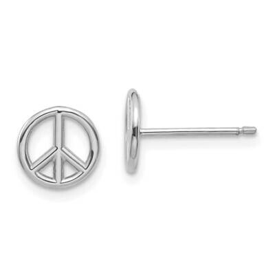 Polished Peace Symbol Post Earrings 10k White Gold 10K4516W, MPN: 10K4516W, 191101566561