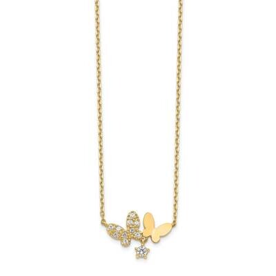 Butterflies with 2 inch Extender Necklace 14k Gold CZ Diamond SF2783-18, MPN: SF2783-18, 8839579540…