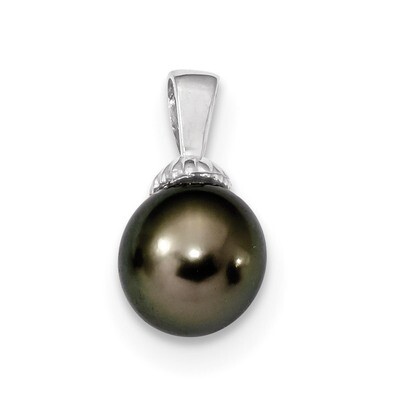 9-10mm Black Tahitian Cultured Pearl Pendant 14k white Gold XF462, MPN: XF462,