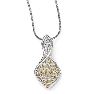 Champagne &amp; White Necklace Sterling Silver &amp; Cubic Zirconia QMP577-18, MPN: QMP577-18, 883957052281