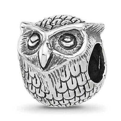 Antiqued Owl Bead Sterling Silver QRS4431, MPN: QRS4431,