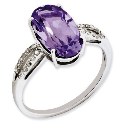 Amethyst &amp; Diamond Ring Sterling Silver QR3078AM, MPN: QR3078AM, 883957647173