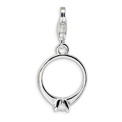 Diamond Polished Ring with Lobster Clasp Charm Sterling Silver QCC150, MPN: QCC150, 883957331072