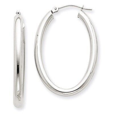 Polished 3.5mm Oval Tube Hoop Earrings 14k White Gold TC120, MPN: TC120, 883957288567