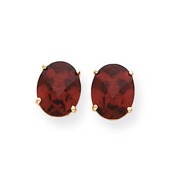 9x7mm Oval Garnet Checker Earrings 14k Gold XE89GC, MPN: XE89GC, 883957108575