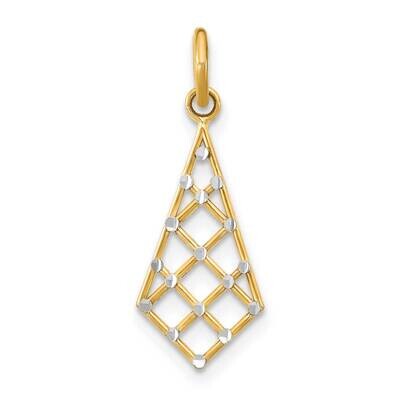 Small Criss-Cross Charm 14k Gold Rhodium Diamond-cut K9515, MPN: K9515, 637218149049