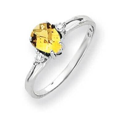 7x5mm Pear Citrine Diamond Ring 14k White Gold Y4626CI_AA, MPN: Y4626CI_AA, 883957471334