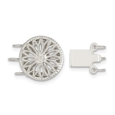 12.3mm 3-Strand Pearl Clasp Sterling Silver SS3560, MPN: SS3560,