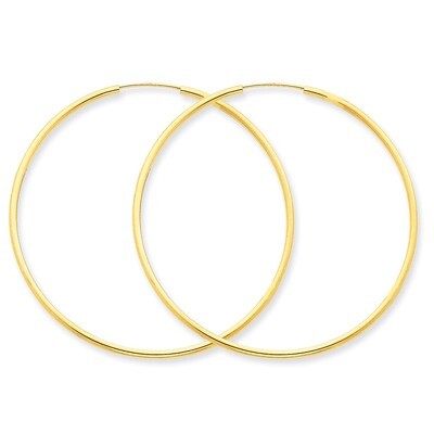 1.5mm Polished Round Endless Hoop Earrings 14k Gold XY1165, MPN: XY1165, 883957299501