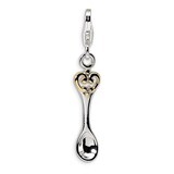 Gold-plated 3-D Spoon Charm Sterling Silver QCC279 by Amore La Vita, MPN: QCC279, 883957332369