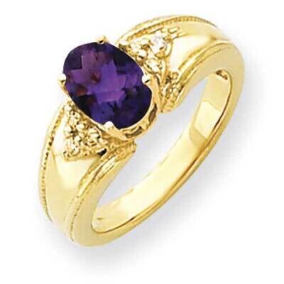 8x6mm Oval Amethyst Diamond Ring 14k Gold Y4452AM_AA, MPN: Y4452AM_AA, 883957386898