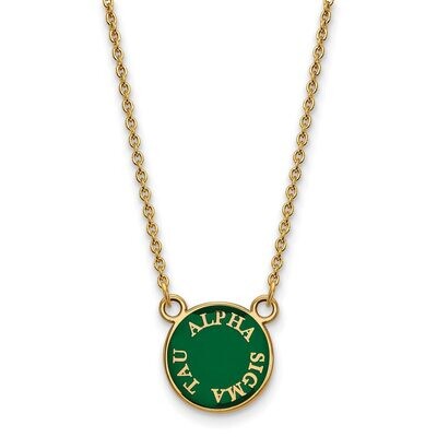Alpha Sigma Tau Extra Small Enameled Pendant with 18 Inch Chain Gold-plated Silver GP012ALS-18, MPN…