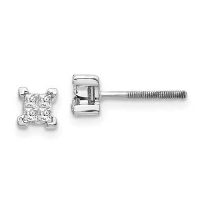 Princess Diamond Screwback Earrings 14k White Gold EM5469-025-WA, MPN: EM5469-025-WA, 883957273143