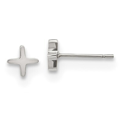 X Post Earrings Stainless Steel Polished SRE1187 by Chisel, MPN: SRE1187, 191101076817