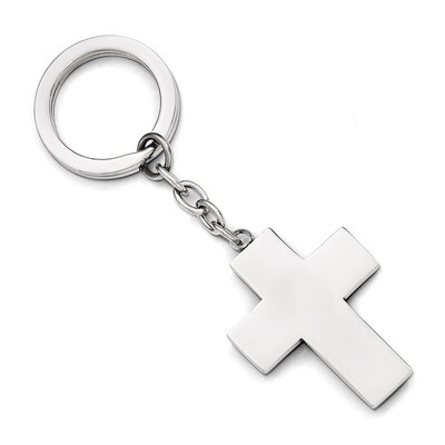 Polished Cross Key Ring - Stainless Steel SRK136 by Chisel, MPN: SRK136, 886774967110