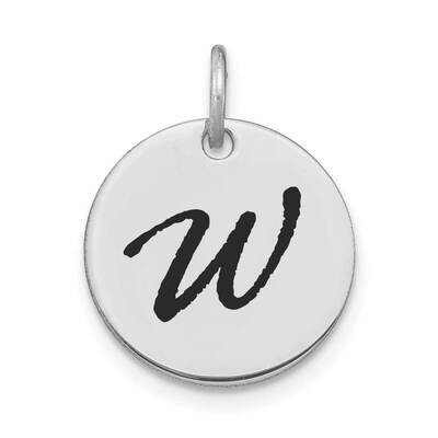 Letter W Black Epoxy Initial Disk Charm 14k White Gold Polished YC1436WW, MPN: YC1436WW, 1969040841…