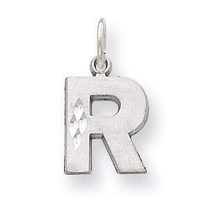 Diamond-cut Initial R Charm 14k White Gold Solid Satin D1282R, MPN: D1282R, 883957863030