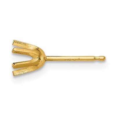 Round 6-Prong .05ct. Medium Weight Post Earring Mounting 14k Yellow Gold YG340, MPN: YG340,