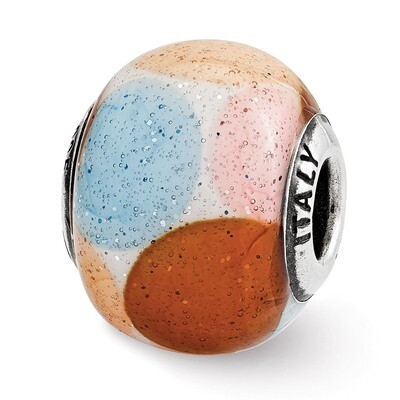 Brn Blu Pnk Orng with Glitter Glass Bead - Sterling Silver QRS3315, MPN: QRS3315, 191101470660
