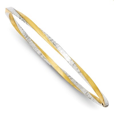 3mm Satin Diamond-cut Twist Slip-on Bangle 14K Gold &amp; Rhodium DB493, MPN: DB493, 883957899862