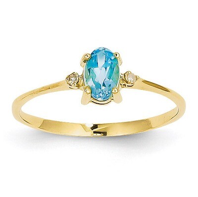 Diamond &amp; Blue Topaz Birthstone Ring 14k Gold XBR213, MPN: XBR213, 883957413532