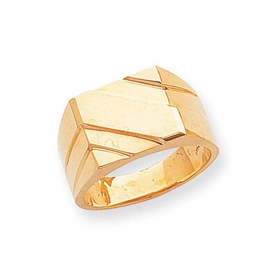 Diagonal Mens Signet Ring 14k Gold Polished D1836, MPN: D1836, 883957457055