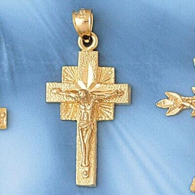 Dazzlers Jewelry Jesus Christ on Cross Pendant Necklace Charm Bracelet in Yellow, White or Rose Gol…
