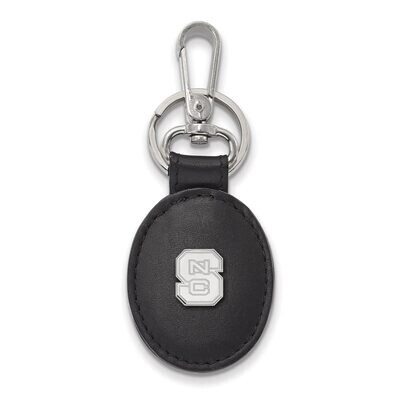 North Carolina State University Black Leather Oval Key Chain Sterling Silver SS013NCS-K1, MPN: SS01…