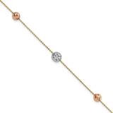 Diamond-Cut Beads with 1 Inch Extender Bracelet 14k Tri-Color Gold FB1890-7, MPN: FB1890-7, 8839578…