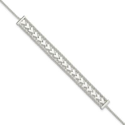 Hearts Chain with 1 Inch Extender Bracelet 8 Inch Sterling Silver QG5867-7, MPN: QG5867-7, 19690416…