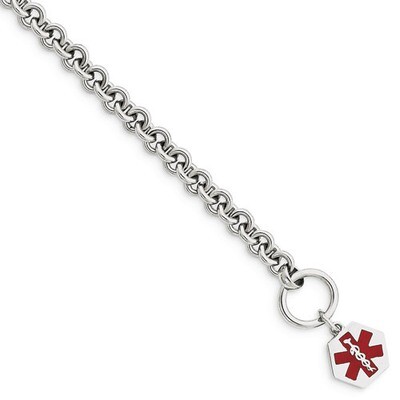 8.75 Inch Enameled Hexagon Medical ID Bracelet Engravable Sterling Silver XSM105-8.75, MPN: XSM105-…