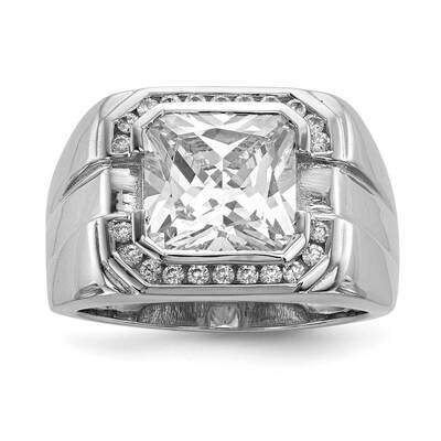 Mens CZ Diamond Ring Sterling Silver Rhodium-plated QR6779, MPN: QR6779, 191101480232
