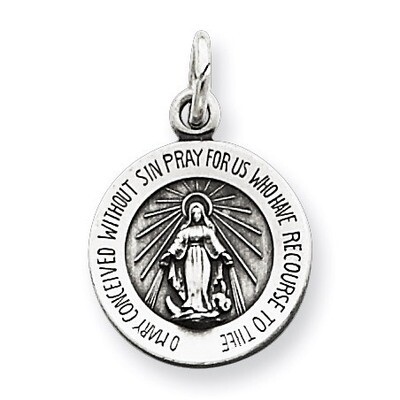 Miraculous Medal Antiqued Sterling Silver QC5500, MPN: QC5500, 191101182891