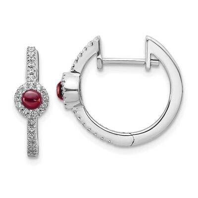 Cabochon Garnet Earrings 14k White Gold Diamond EM4031-GA-020-WA, MPN: EM4031-GA-020-WA, 1911018373…