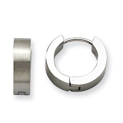 Brushed &amp; Polished Round Hinged Hoop Earrings - Stainless Steel SRE374 by Chisel, MPN: SRE374, 8867…
