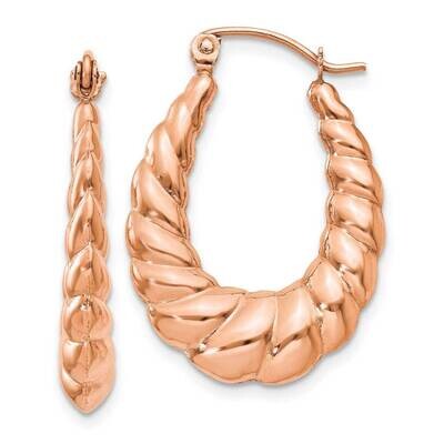Twisted Hollow Hoop Earrings 14k Rose Gold Polished TL1145R, MPN: TL1145R, 883957964652