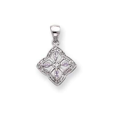Kelly Waters Lavender Diamond Filigree Necklace 18 Inch Rhodium-plated KW144-18, MPN: KW144-18,