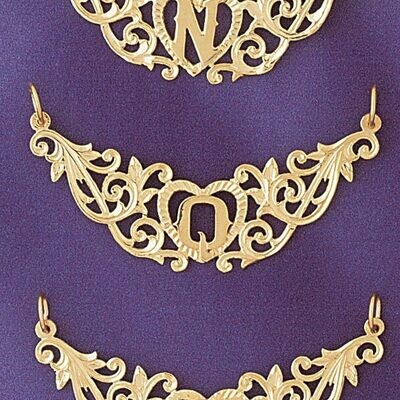 Dazzlers Jewelry Initial Q Heart Pendant Necklace Charm Bracelet in Yellow, White or Rose Gold 9578…