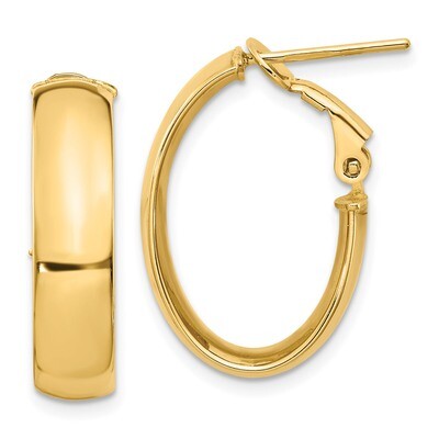 Leslie&#39;s 6mm Omega Back Hoop Earrings 14k Gold High Polished HB-LE1939, MPN: LE1939, 191101735516