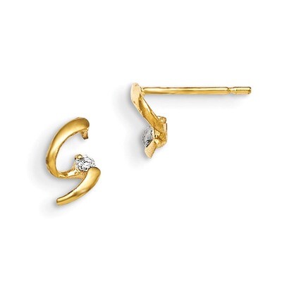 CZ Children&#39;s Post Earrings 14k Gold GK642