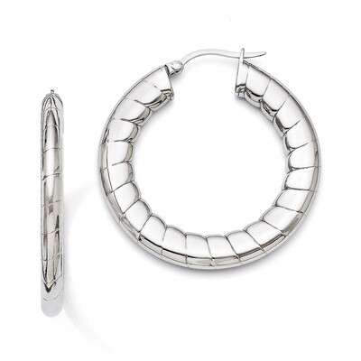 Textured Hollow Hoop Earrings - Stainless Steel SRE671 by Chisel, MPN: SRE671, 886774263182