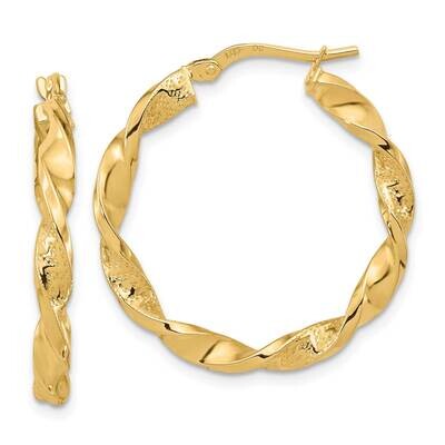 Textured Twisted Hoop Earrings 14k Gold Polished TF1970, MPN: TF1970, 191101785801