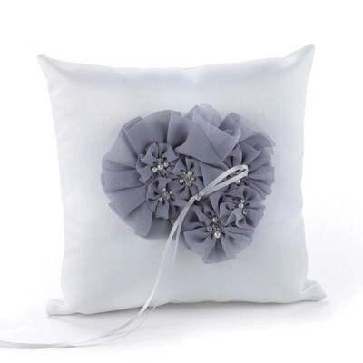 Satin Chiffon Glamorous Grey Ring Pillow GM17013